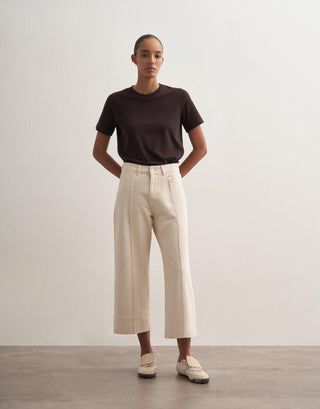 Wide-Leg Crop Jeans – Ecru