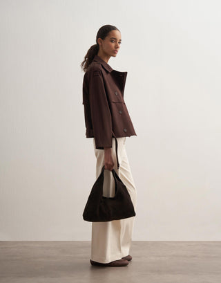 Belted Short Trench Jacket – Brown
