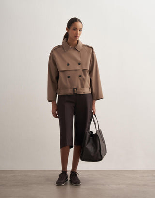 Belted Short Trench Jacket – Milky Coffee