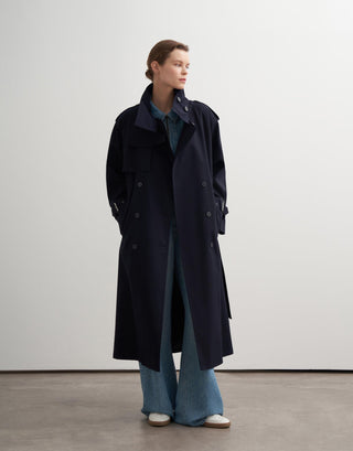 Trench Coat with Detachable Detail – Navy