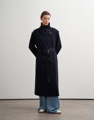 Trench Coat with Detachable Detail – Navy