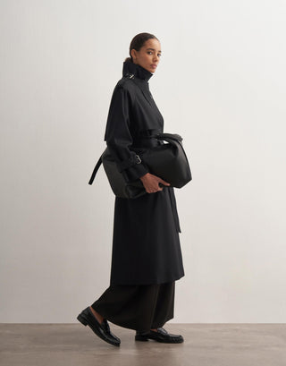 Trench Coat with Detachable Detail – Black