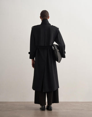 Trench Coat with Detachable Detail – Black