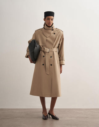 Trench Coat with Detachable Detail – Beige