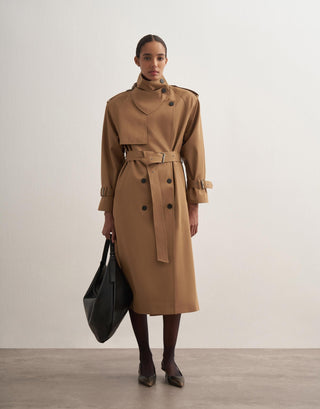 Trench Coat with Detachable Detail – Camel