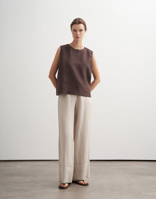 Linen Palazzo Trousers – Natural