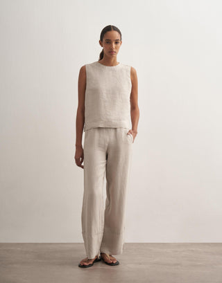 Linen Palazzo Trousers – Natural