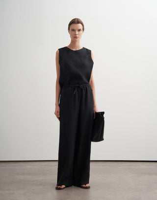Linen Palazzo Trousers – Black