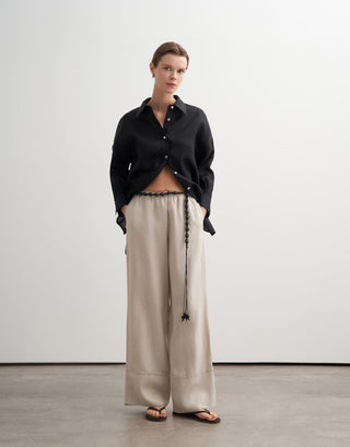 Linen Palazzo Trousers – Stone