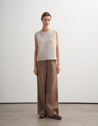 Linen Palazzo Trousers -  Camel