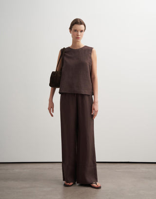 Linen Palazzo Trousers – Brown
