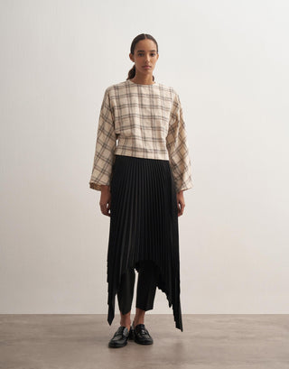 Organic Cotton Checked Blouse – Beige