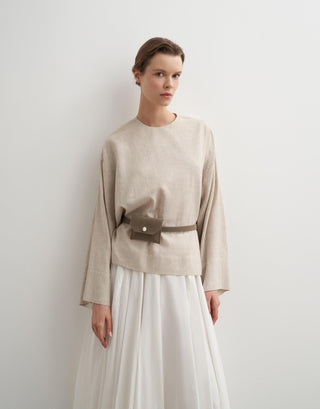 Linen Blend Oversized Blouse – Natural