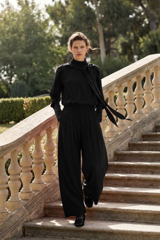 Majesté Atelier No. 05 High-Neck Tunic & Wide-Leg Trouser Set - Black