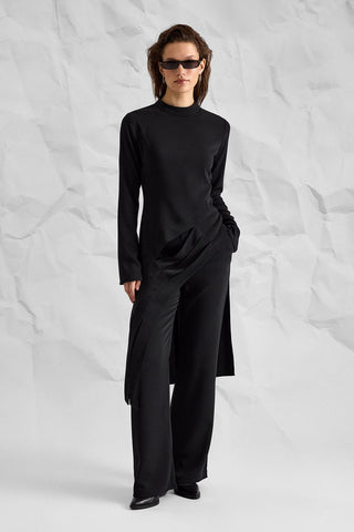 Majesté Atelier No. 03 Asymmetric Draped Tunic & Trouser Set - Black