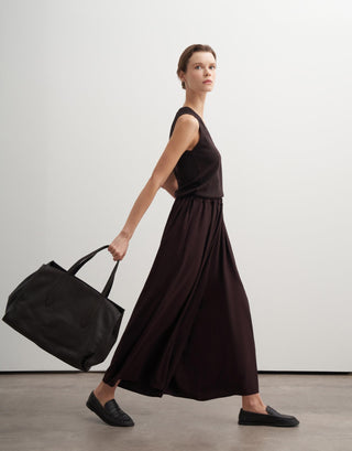 Adjustable Waist Wide-Leg Trousers – Brown