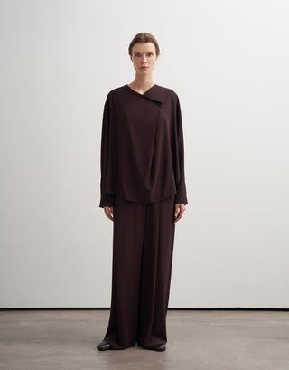 Wrap Detail Elegant Blouse – Brown