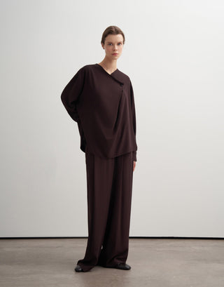 Wrap Detail Elegant Blouse – Brown