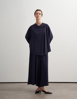 Wrap Detail Elegant Blouse – Navy