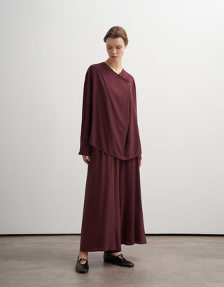 Wrap Detail Elegant Blouse – Burgundy