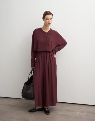 Wrap Detail Elegant Blouse – Burgundy