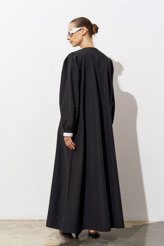 Alya Balloon-Sleeve Poplin Maxi Dress – Black