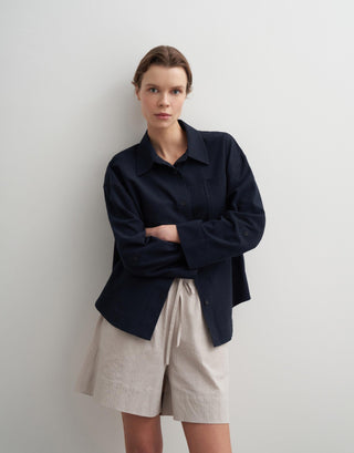 Textured Organic Cotton Shirt – Navy