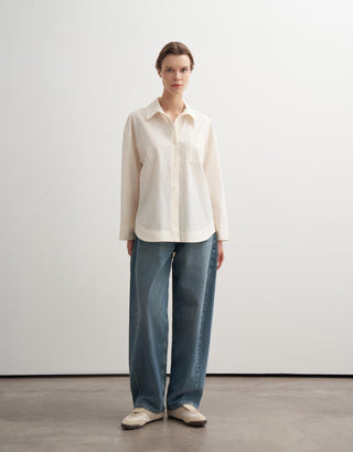 Textured Organic Cotton Shirt – Beige