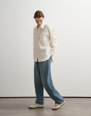 Textured Organic Cotton Shirt – Beige