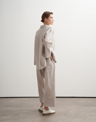Textured Organic Cotton Culotte Trousers – Stone