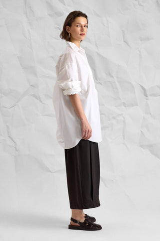 CARLISHE White Oversized Cotton Poplin Shirt