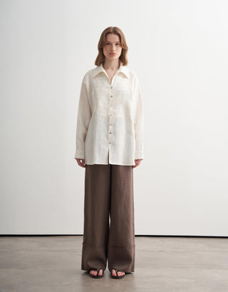 Striped Linen Shirt – Ecru