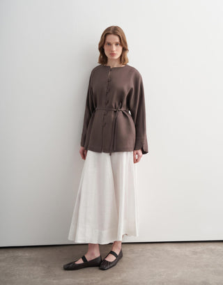 Linen Toggle Shirt Jacket - Cocoa
