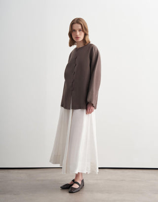 Linen Toggle Shirt Jacket - Cocoa