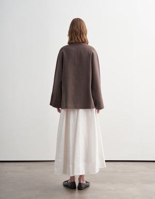 Linen Toggle Shirt Jacket - Cocoa