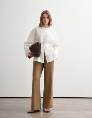 Linen Toggle Shirt Jacket - Ecru