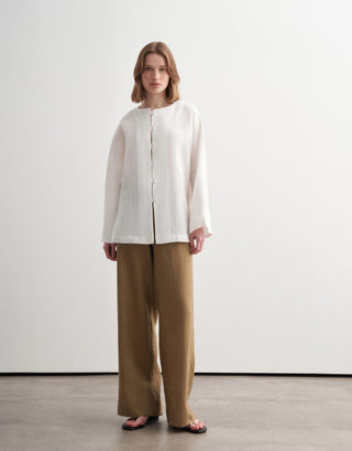 Linen Toggle Shirt Jacket - Ecru
