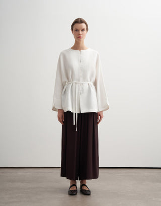 Linen Toggle Shirt Jacket - Ecru