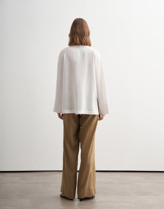 Linen Toggle Shirt Jacket - Ecru