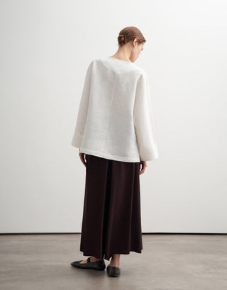 Linen Toggle Shirt Jacket - Ecru