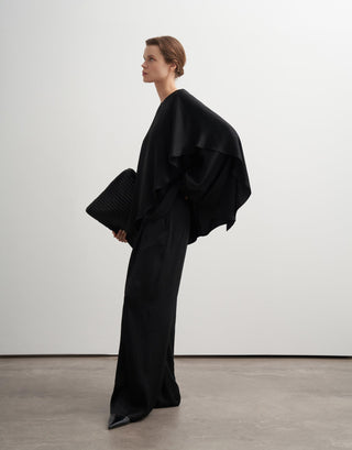 Asymmetric Draped Trousers – Black