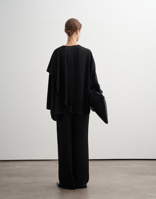 Asymmetric Draped Trousers – Black