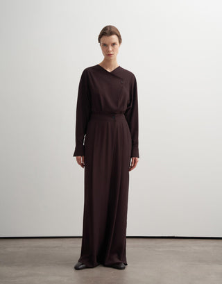 Asymmetric Draped Trousers – Brown