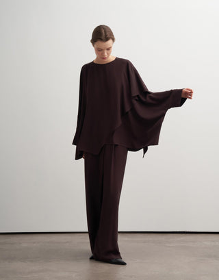 Asymmetric Draped Trousers – Brown