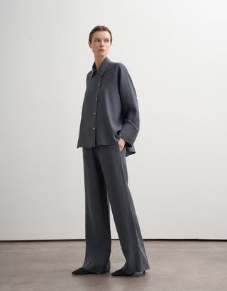 Linen Raglan Sleeve Shirt - Anthracite