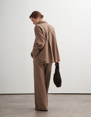 Linen Raglan Sleeve Shirt - Camel