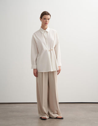 Metal Buckle Cotton Shirt – Ecru