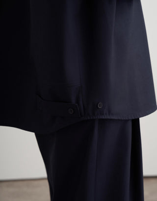 Balloon Sleeve Cotton Shirt – Navy