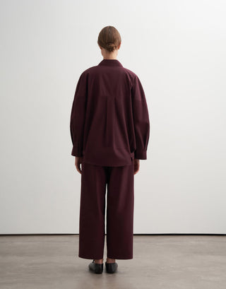 Pleated Cotton Trousers – Plum