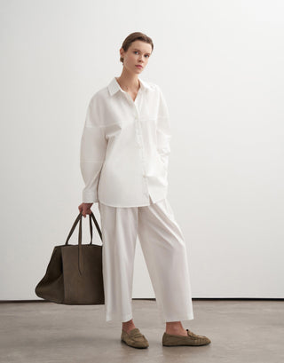 Pleated Cotton Trousers – Ecru